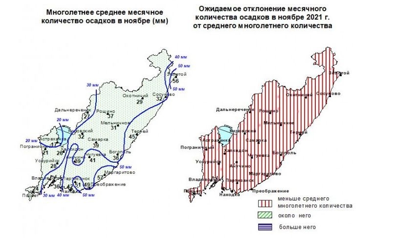 Карта погоды осадков приморского края