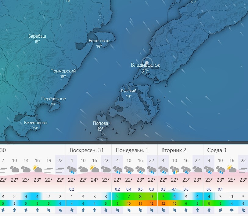 Погода владивосток точный прогноз гисметео