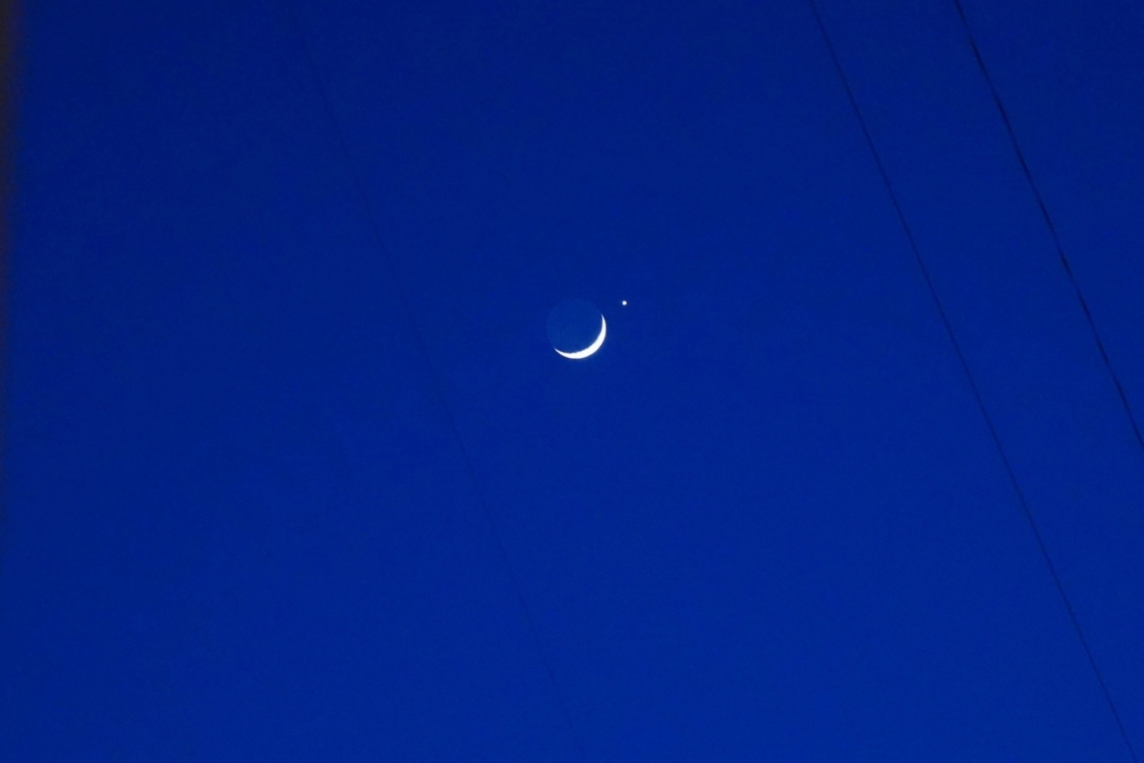 Луна 12.03 2024. Луна Спутник. Сближение Луны и Венеры. Вчерашняя Луна и Планета.